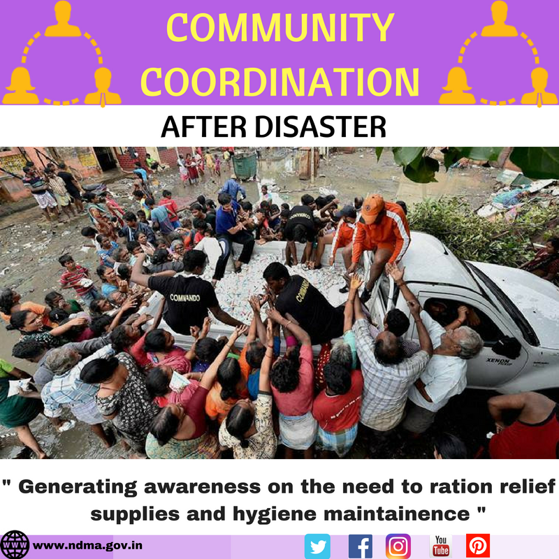 Generating awareness on the need to ration relief supplies and hygiene maintenance